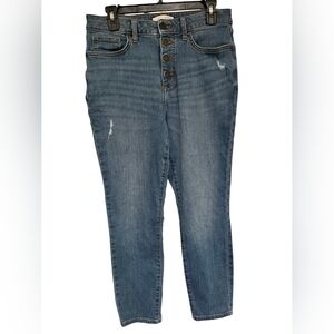 Lauren Conrad distressed high-rise Curvy Skinny jeans sz 10 short